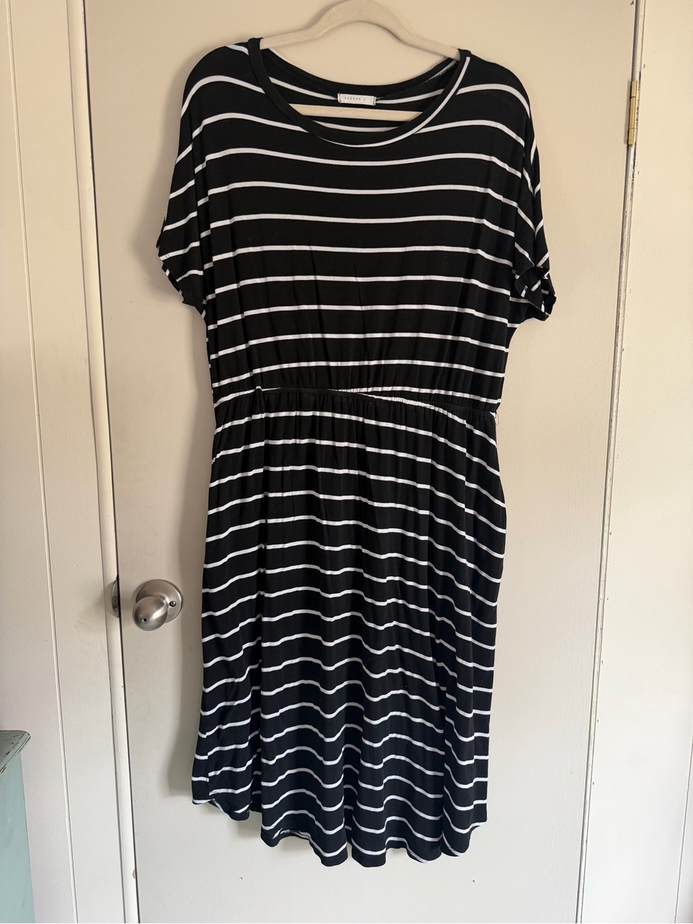 Reborn Black and White Striped Midi Dress